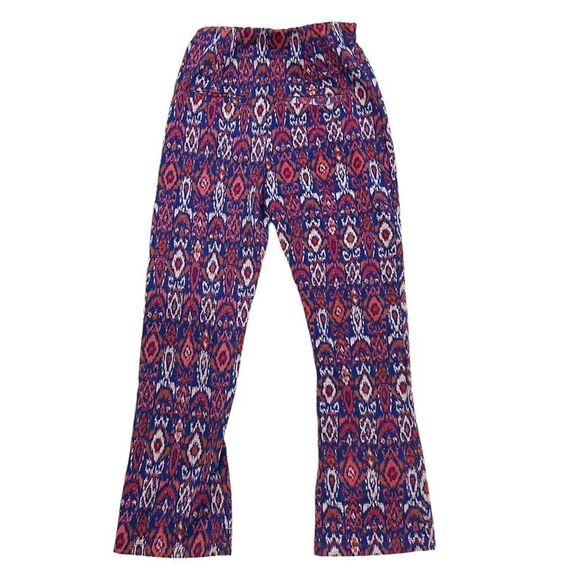 Free People Ikat Tribal Printed Pull On Knit Cropped Flare Pants Size 6 - Picture 5 of 9